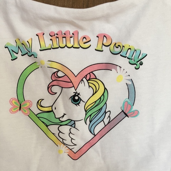 My little pony white crop top summer casual sleeveless retro size L juniors - Picture 15 of 16